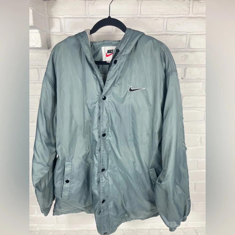 Vintage Nike hooded windbreaker‎ jacket gray, lightweight Size Large 90s